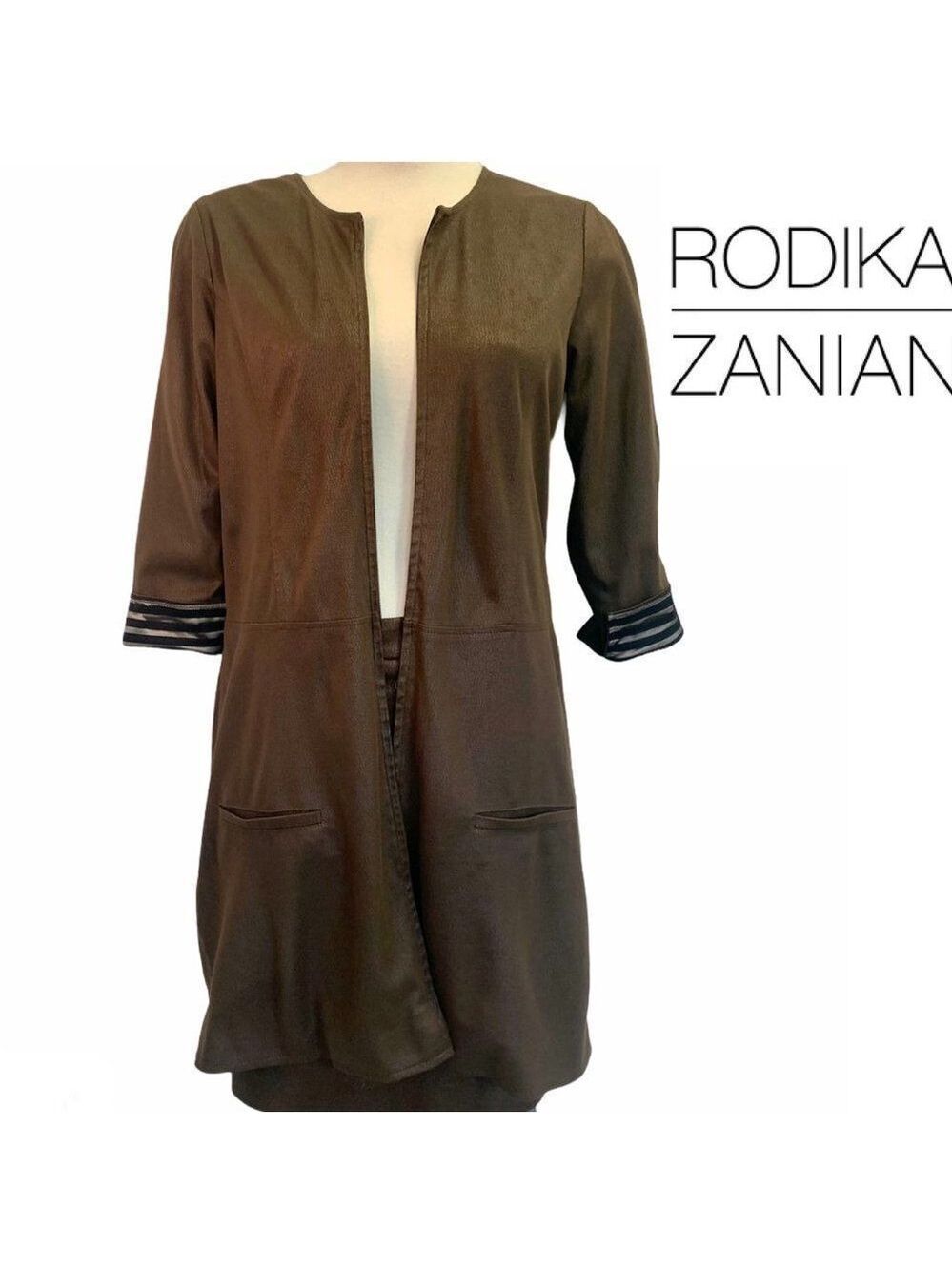 Rodika Zanian brown skirt jacket set sz 40